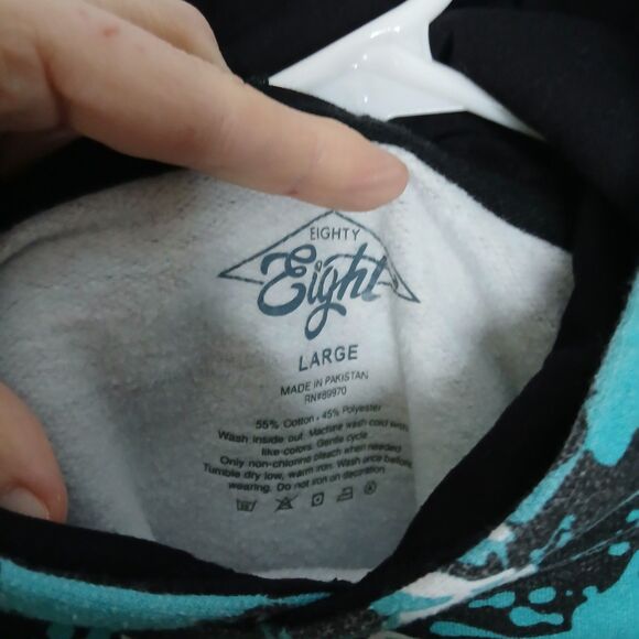 Eighty Eight Boys Fleece Hoodie Sweatshirt Retro 80s Cotton Blend Pocket sz: Lg - Picture 5 of 5